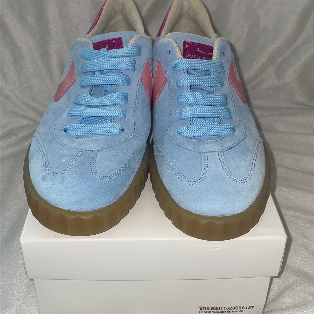 NWT VOILE BLANCHE INES Suede Sneakers in Light Blue-Pink - Picture 11 of 16